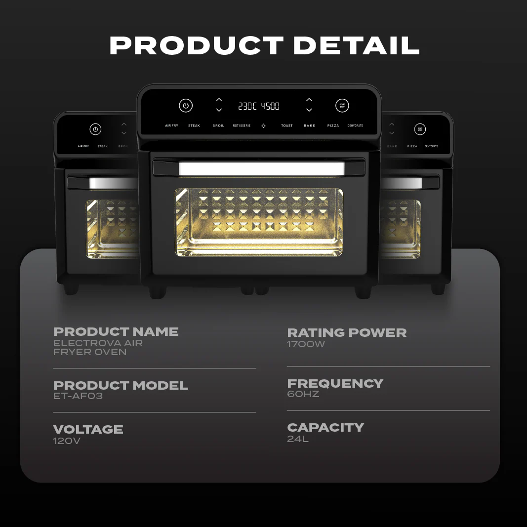 Electrova Ecowell Series Deluxe XXLarge Air Fryer Oven (24L) - Image 9