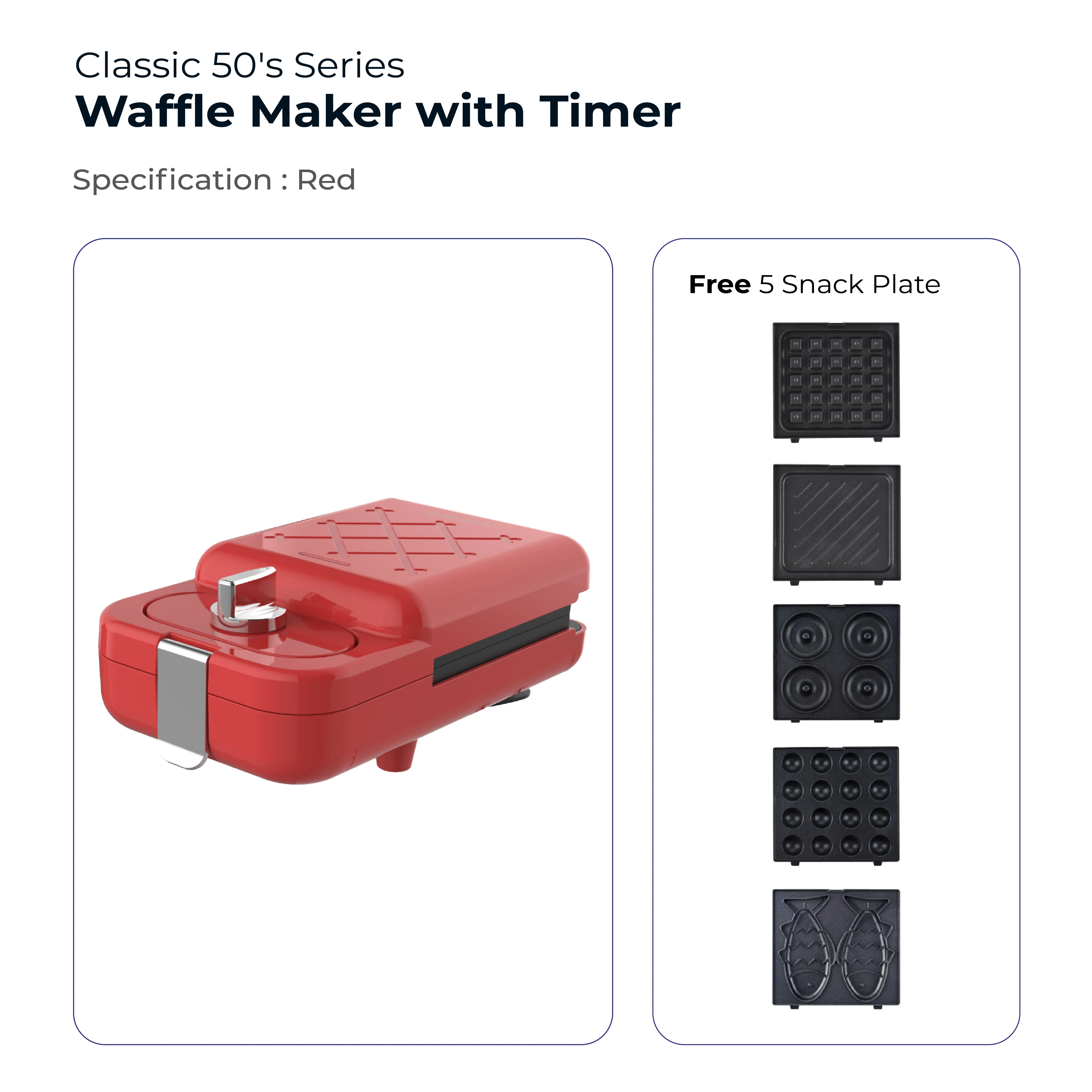 Electrova Classic 50's Series Waffle Maker with Timer - Image 16