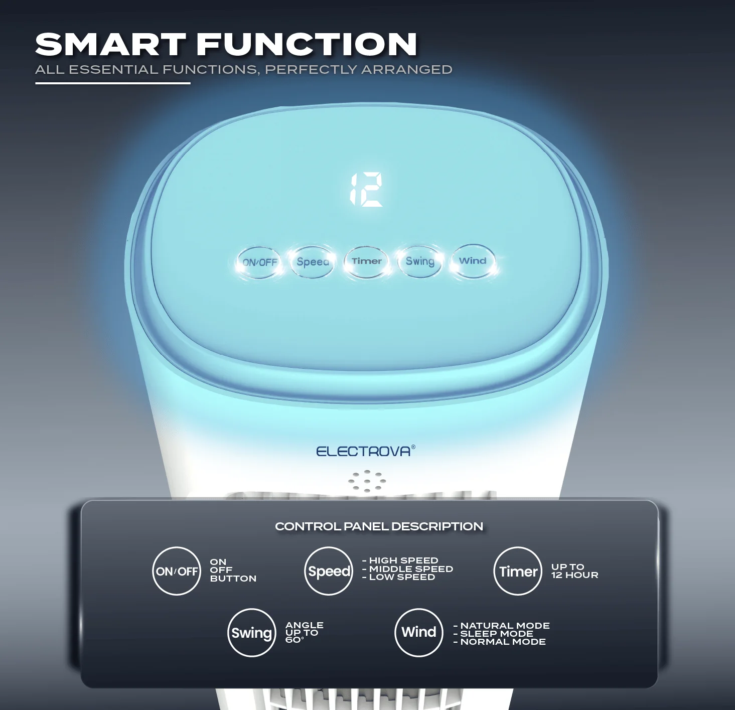 Electrova iPure Series Electronic Bladeless Tower Fan - Image 7