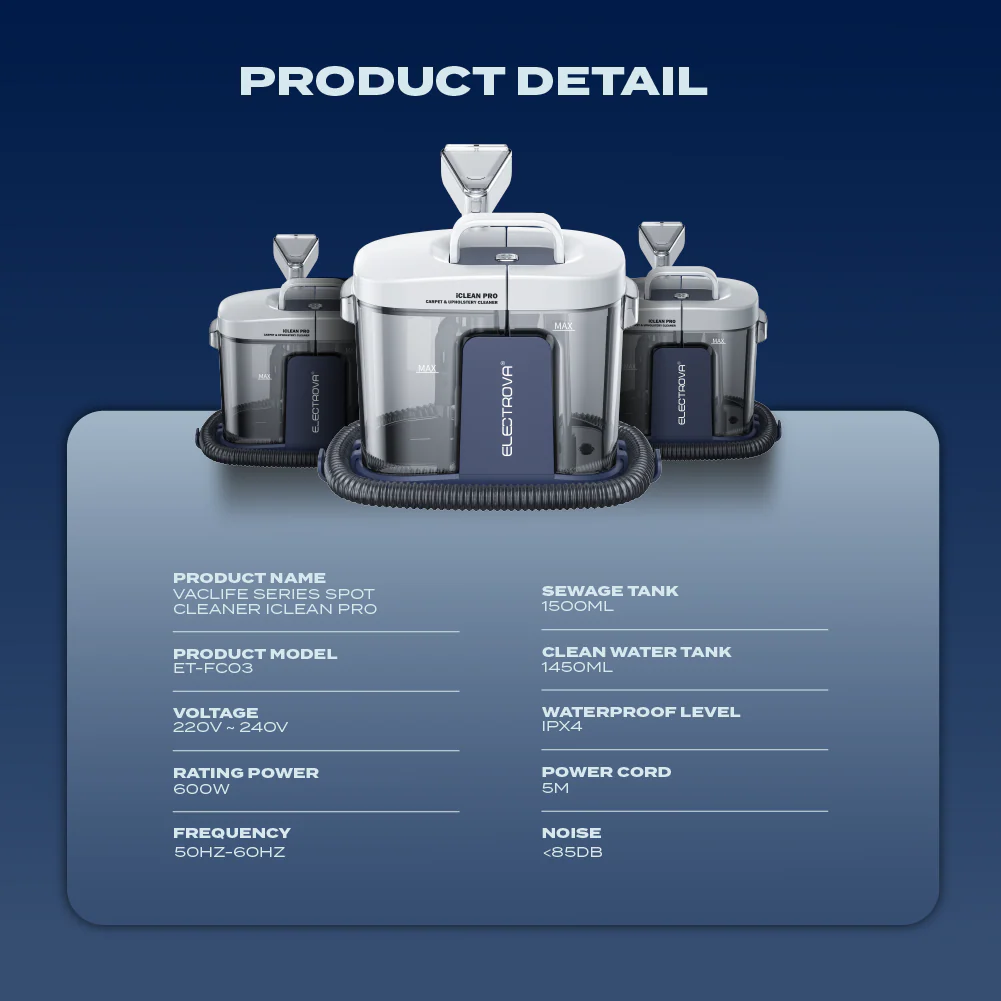 Electrova Fabric & Upholstery Spot Cleaner iClean Pro VacLife Series - Image 9