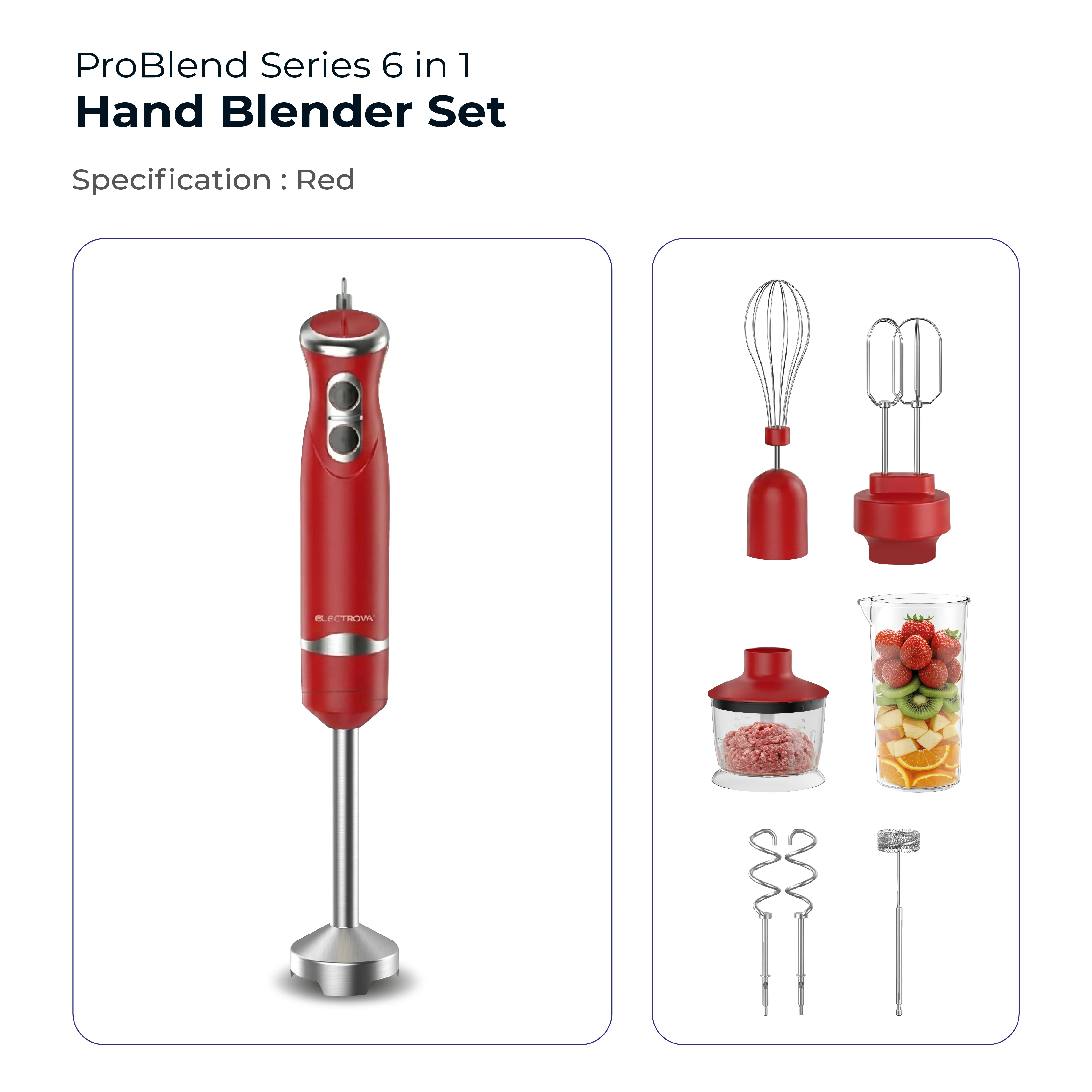 Electrova ProBlend Series 6 in 1 Multifunction Hand Blender Mixer Set (Food Processor) - Image 17