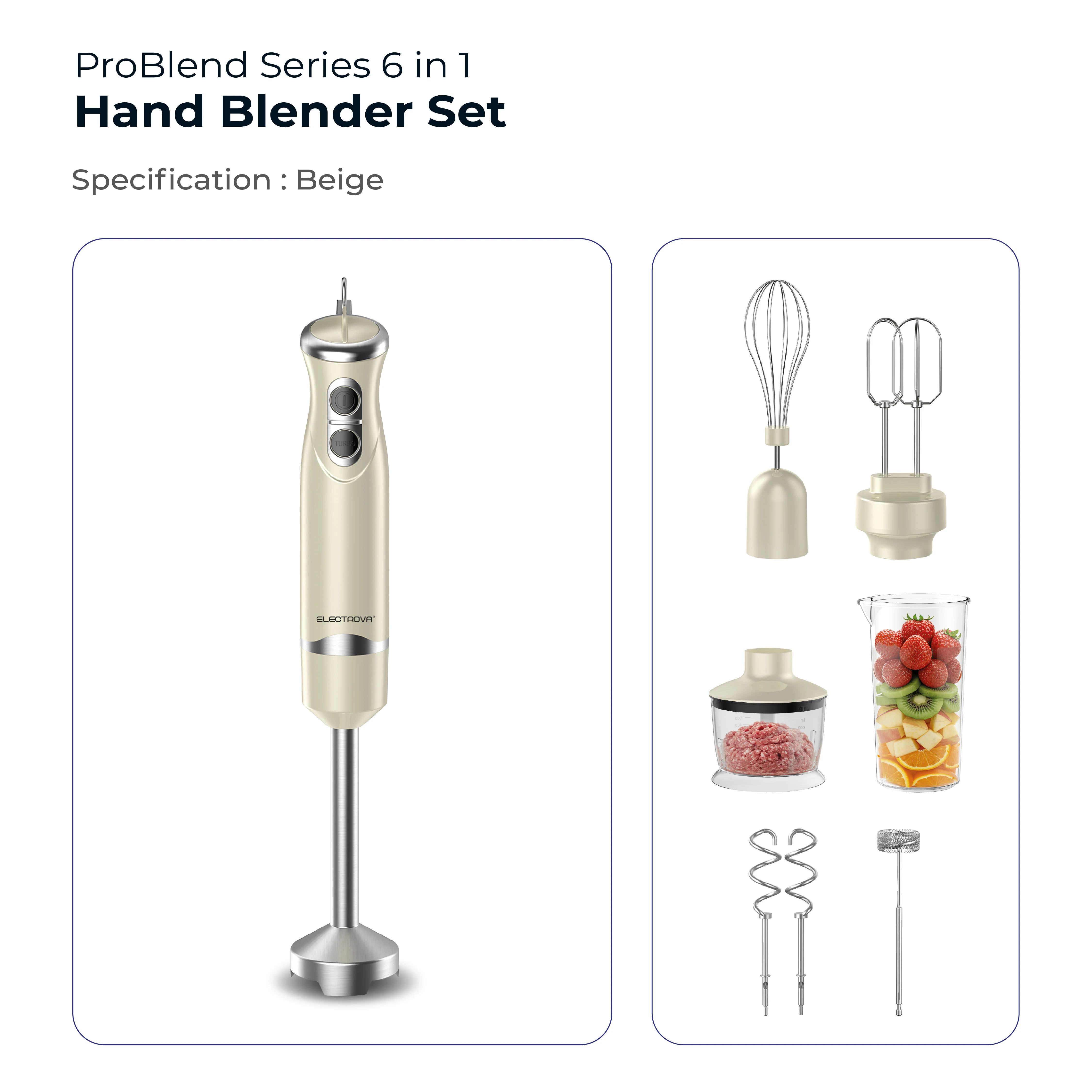Electrova ProBlend Series 6 in 1 Multifunction Hand Blender Mixer Set (Food Processor) - Image 19