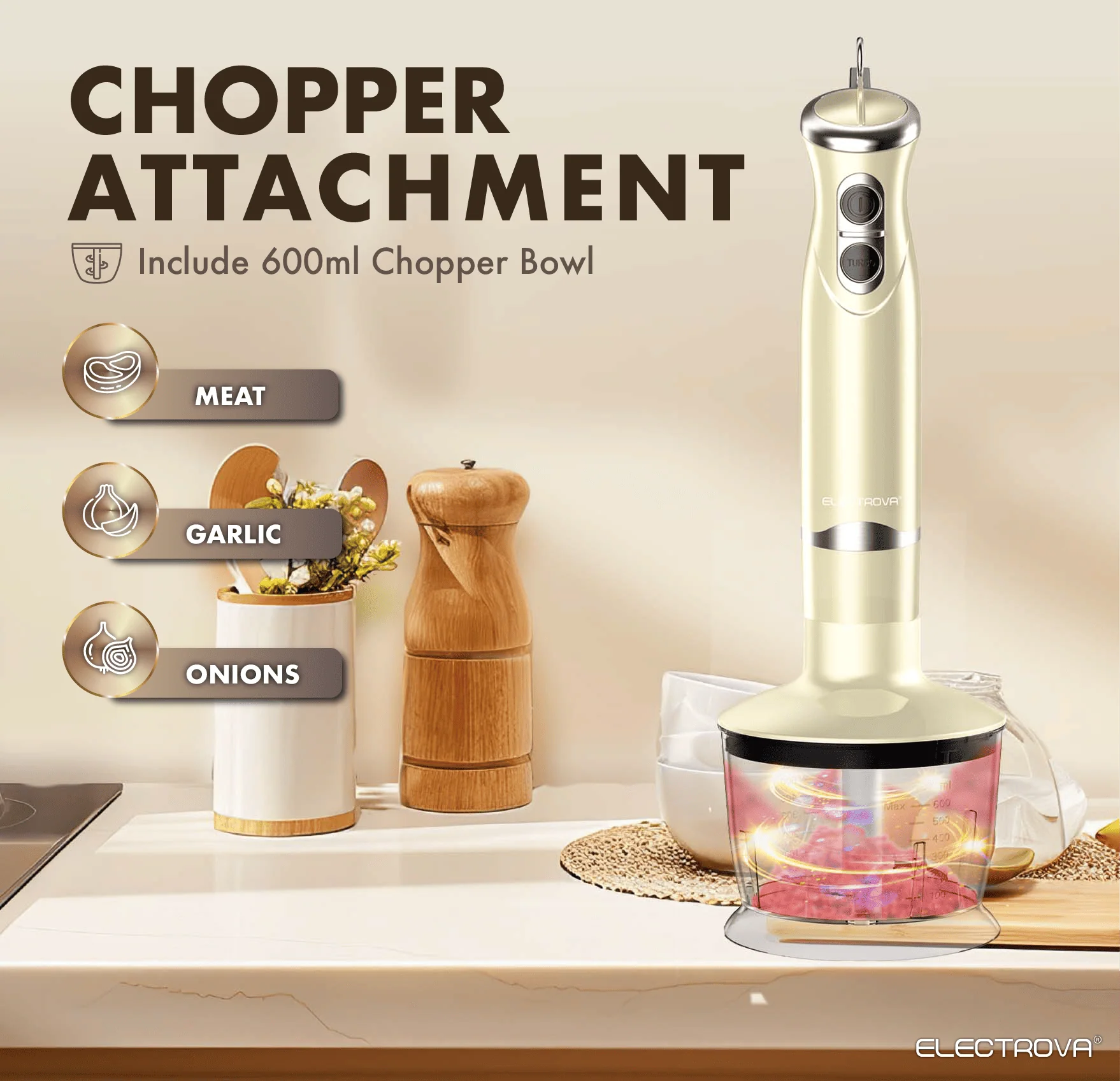 Electrova ProBlend Series 6 in 1 Multifunction Hand Blender Mixer Set (Food Processor) - Image 6
