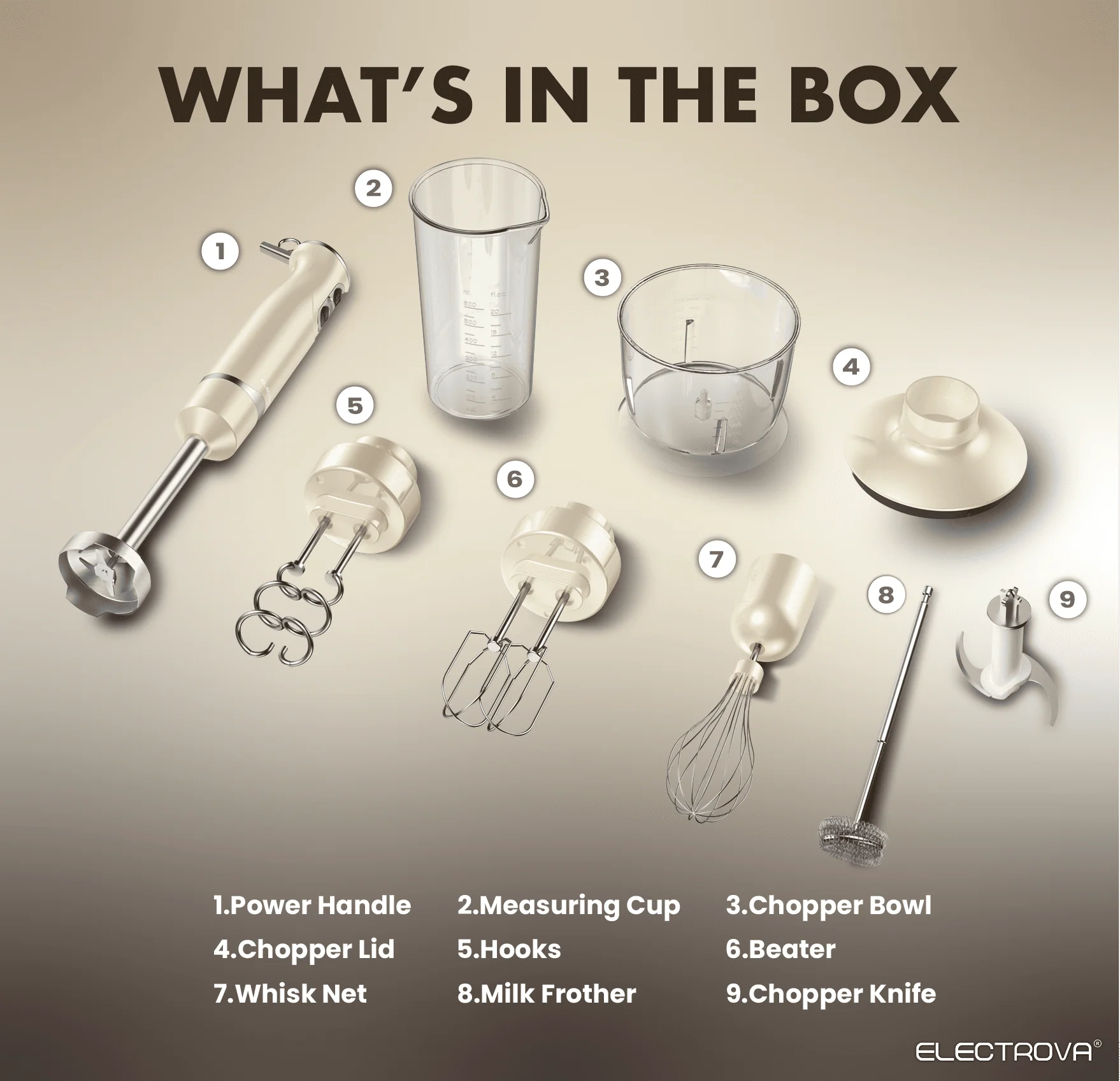 Electrova ProBlend Series 6 in 1 Multifunction Hand Blender Mixer Set (Food Processor) - Image 9